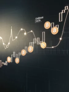 Graph showing increased Bitcoin options trading among Goldman Sachs hedge fund customers, indicating rising interest in Bitcoin ETFs