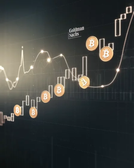 Graph showing increased Bitcoin options trading among Goldman Sachs hedge fund customers, indicating rising interest in Bitcoin ETFs